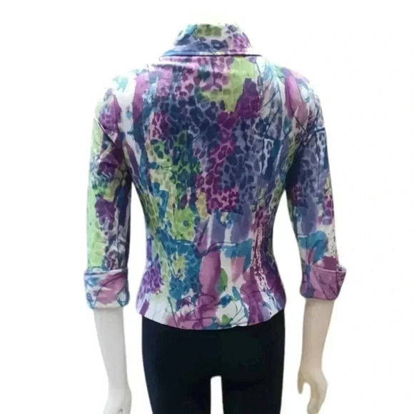 Joseph Ribkoff Water  Colour Lined jacket With 3/4 Length Rolled Sleeve 6 - Picture 4 of 11